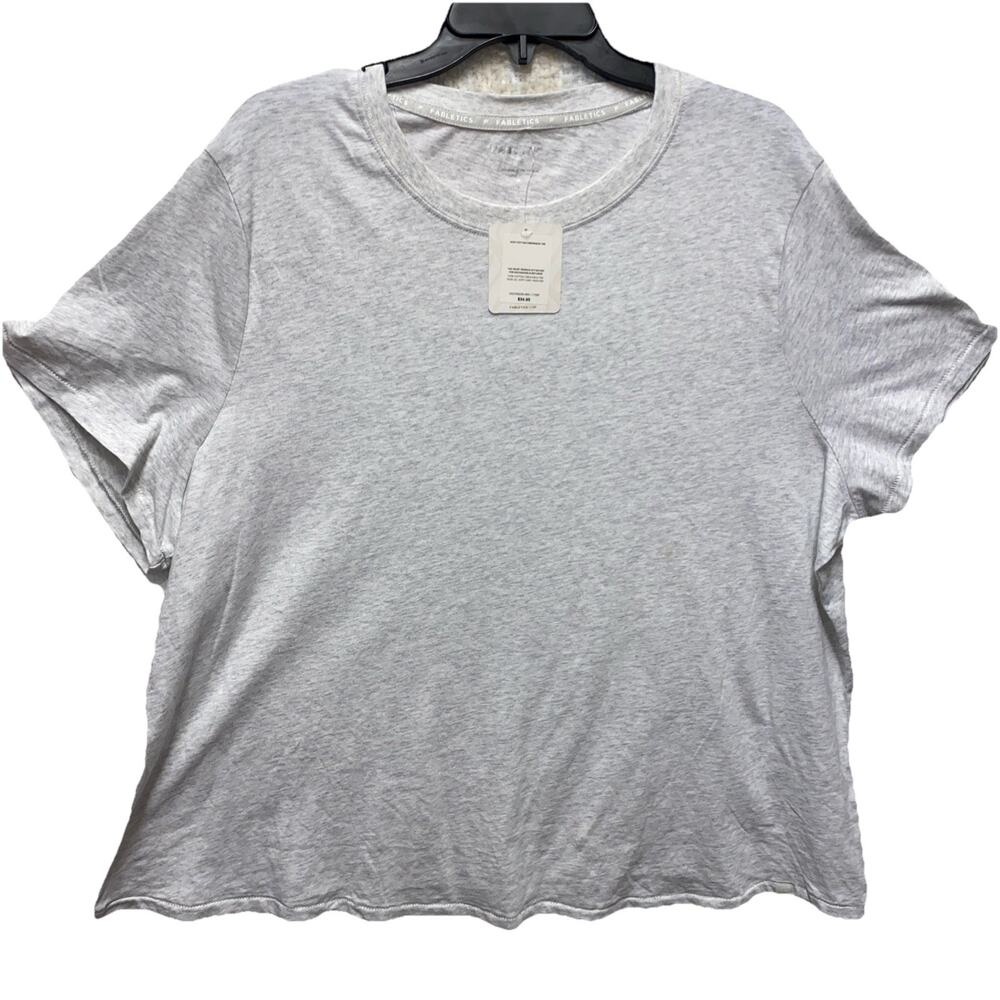 NWT Fabletics Crewneck Tee 3X/20-22 Soft Heather Grey